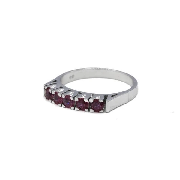 Ring mit 5 Rubinen 0,50 ct. in 14 Kt. 585 Weißgold Gr. 52 - Bild 3 von 4