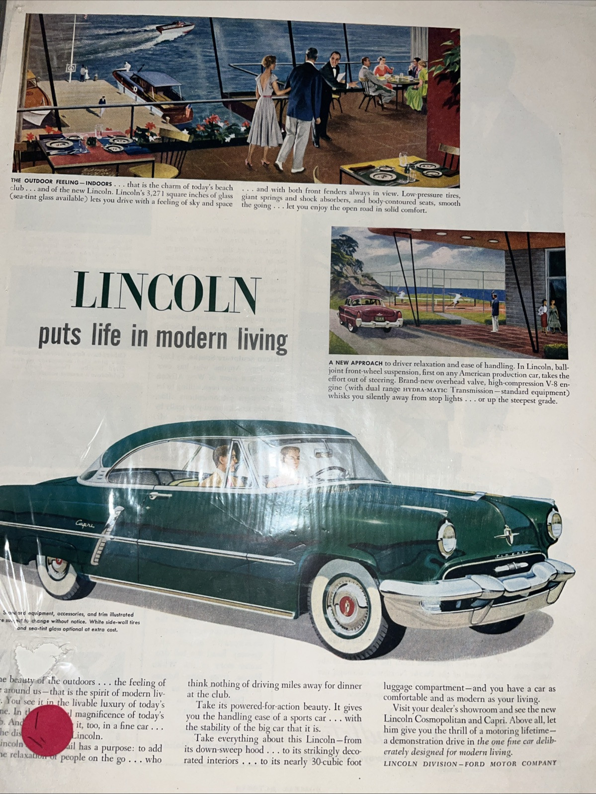 Lincoln puts life in modern living ad 1952