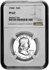 1960 50C Proof Silver Franklin Half Dollar NGC Graded PF 67 White Coin