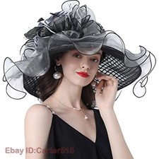 Wide Brim Derby Hat Flounce Cocktail Tea Party Bridal Wedding Dress Formal Hats