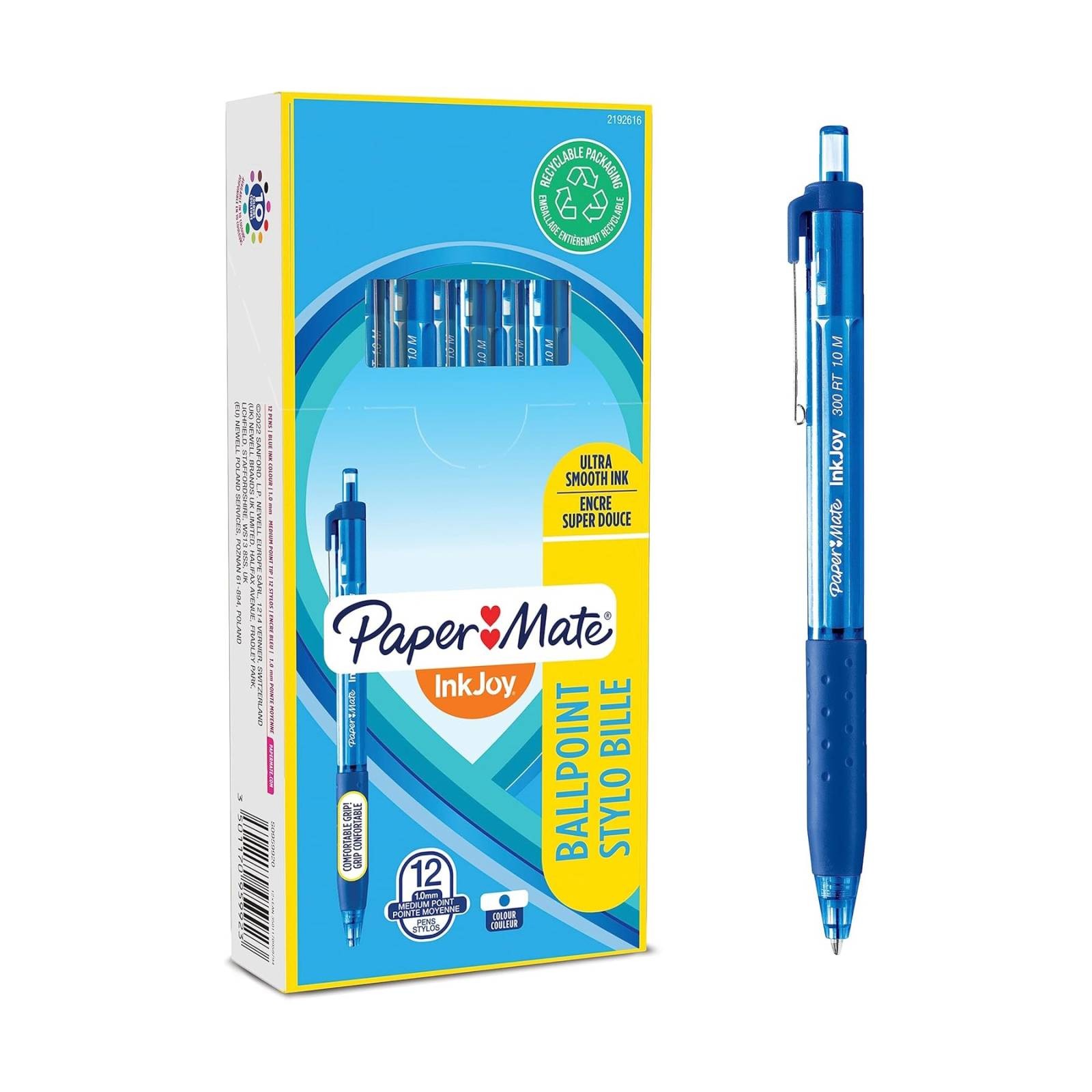 Papermate InkJoy 300 Retractable Ballpoint Pens Blue Pack of 12 (S0959920)