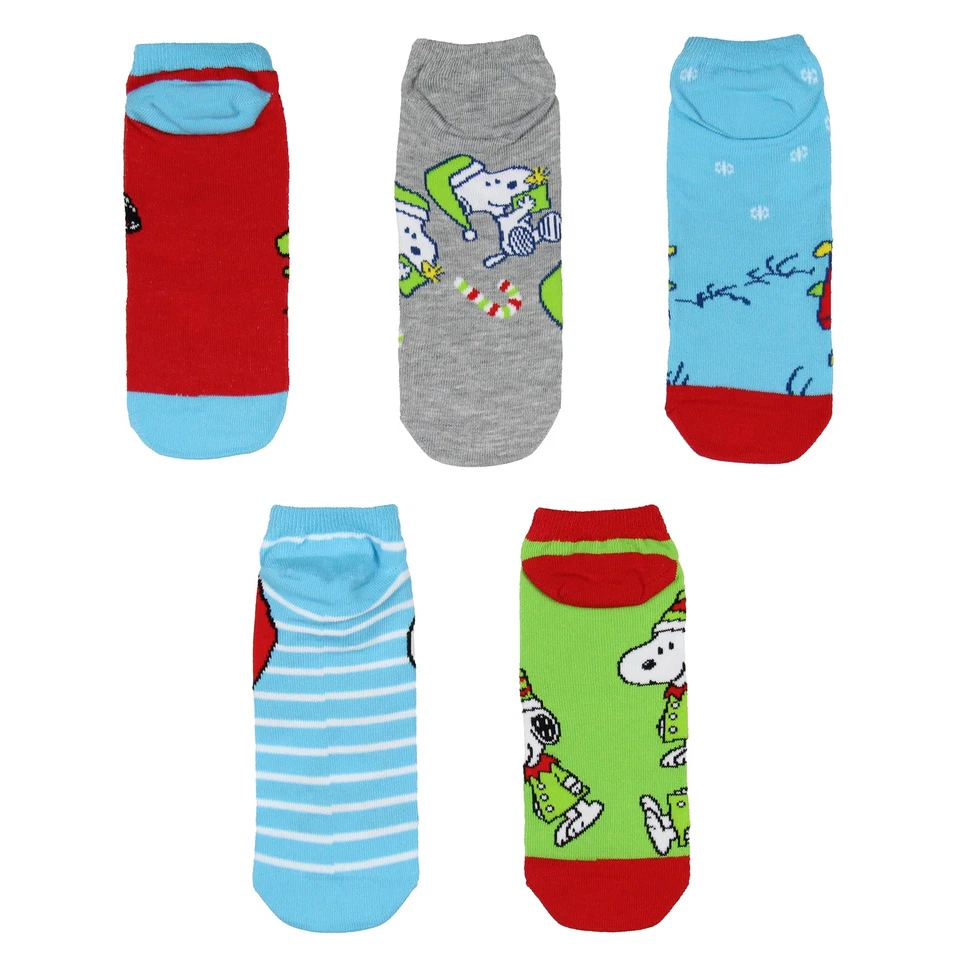 Peanuts Snoopy Mujer Inspirado en las Vacaciones Paquete de 5 Calcetines al Tobillo Sin Presentación Zapato Talla 4-10 Foto 3 de 3