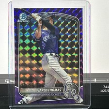 2025 Bowman Draft Chrome Purple Refractor Jared Thomas /250 ROCKIES COLOR MATCH