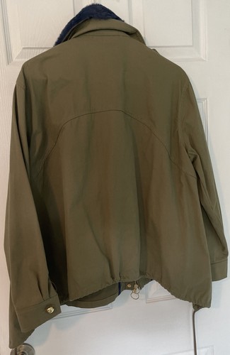 CIAO MILANO OLIVE PARKA JACKET W/ SEQUIN BIRDS & REMOVABLE FAUX FUR COLLAR Sz M - Picture 19 of 24