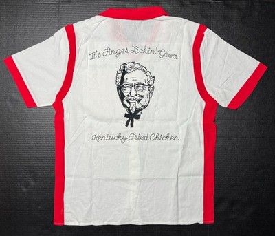 KFC Kentucky Fried Chicken Button Down Bowling Shirt XL Finger Lickin NEW