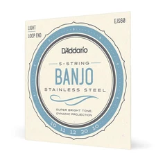 D Addario EJS60 Light Banjo Strings Stainless Steel Warm Bright Tone 9 20 Set
