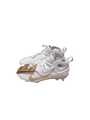 Nike Huarache 9 Elite LAX Mid White Metallic Vivid Gold Lacrosse Cleats Size 7.5