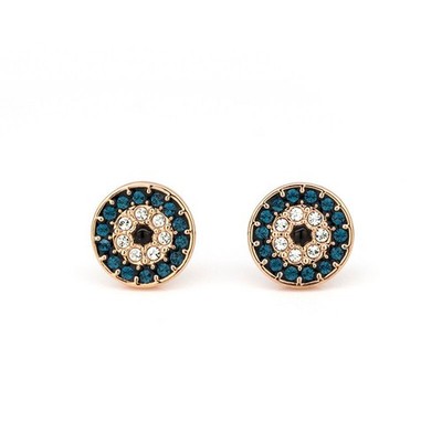 Swarovski Crystal Round Evil Eye Earrings for Women Protective Lucky Charm Gift