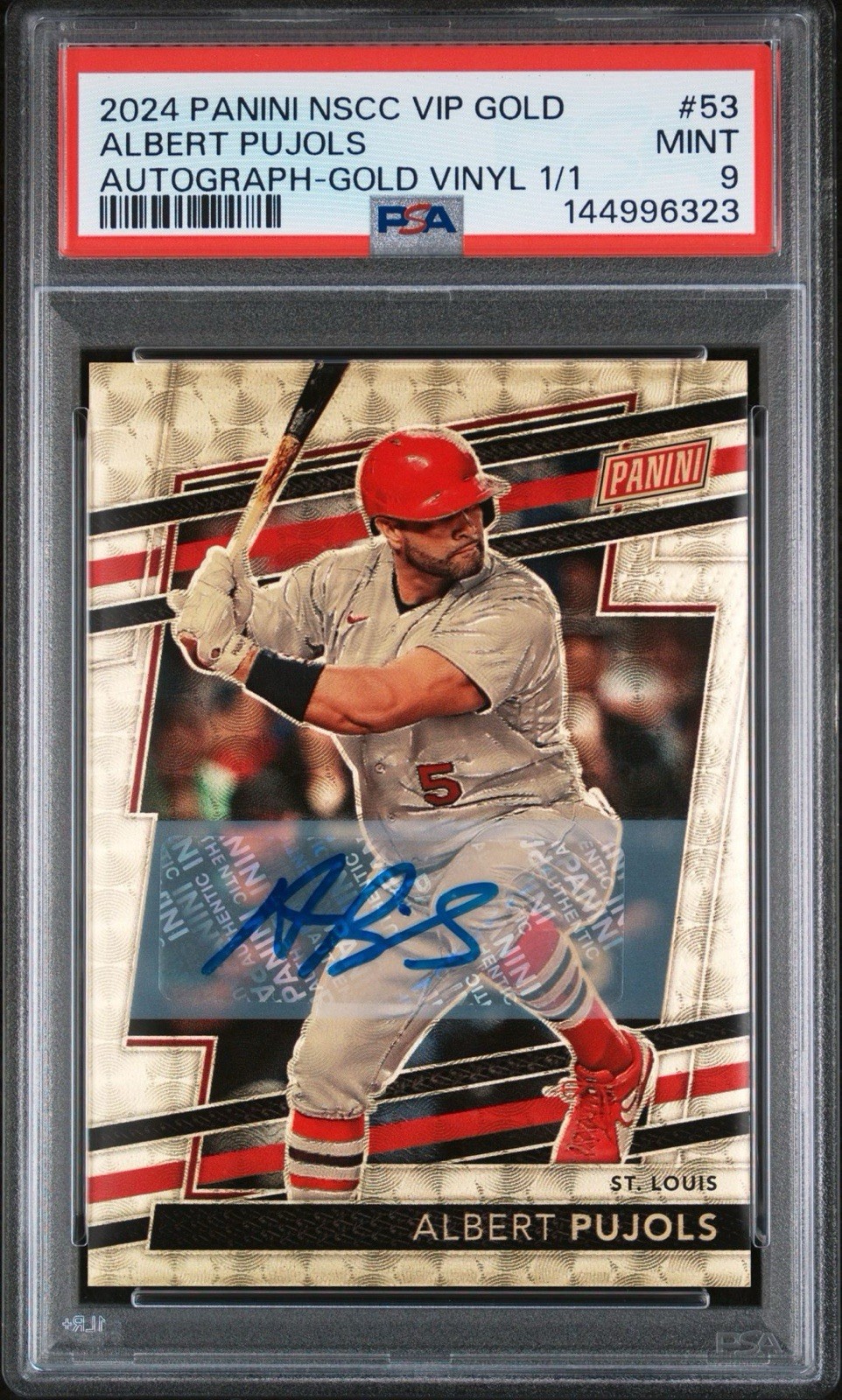 2024 Panini VIP Gold Albert Pujols Gold Vinyl Auto 1/1 PSA 9 Cardinals view 1
