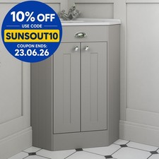 Corner Bathroom Traditional Vanity Unit Basin Sink Cabinet Furniture Grey 580mm