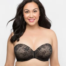 Curvy Couture Strapless Sensation Multi-Way Bra, Black, 40C