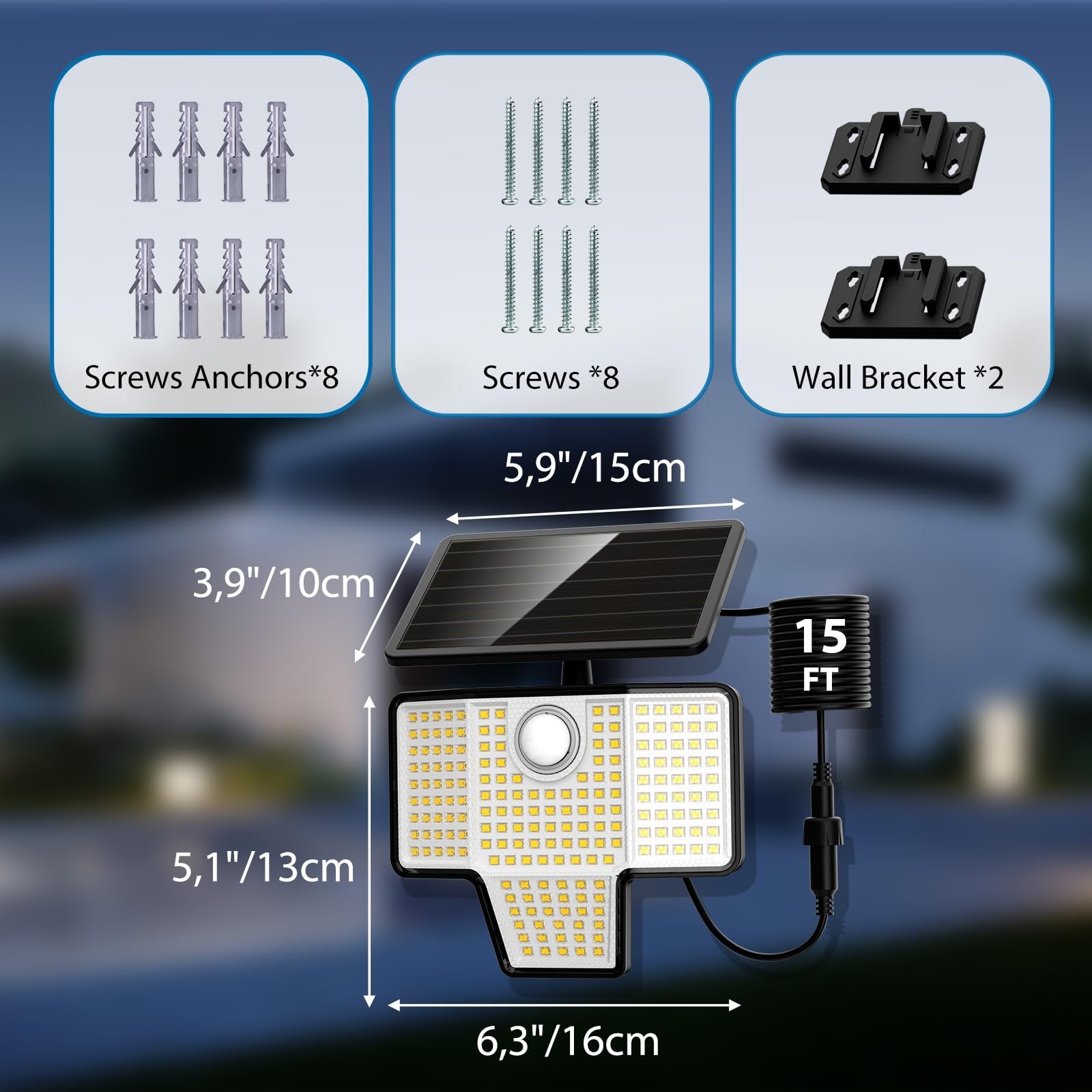 2 Lamparas Solares 6500K LED Luces Para Exterior Patio Con Sensor De Movimiento