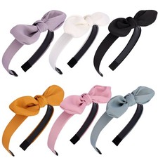 Jaciya Knotted Thin Headbands with Bow for 1 Count Pack of 6 , Solid Color