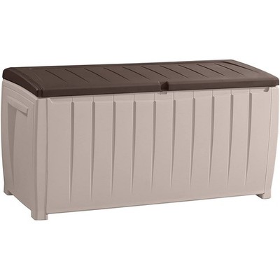 Keter Weatherproof Novel Large 90 Gallon Pool Storage Deck Box, Brown (Open Box)