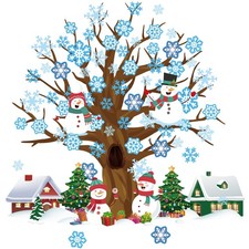 155 Pieces Winter Classroom Tree Bulletin Board Decoration Large, Multicolor