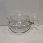 Vintage Pyrex Flameware Clear Tea Pot Kettle Glass Stove Top & Lid 6 Cup 8446-B