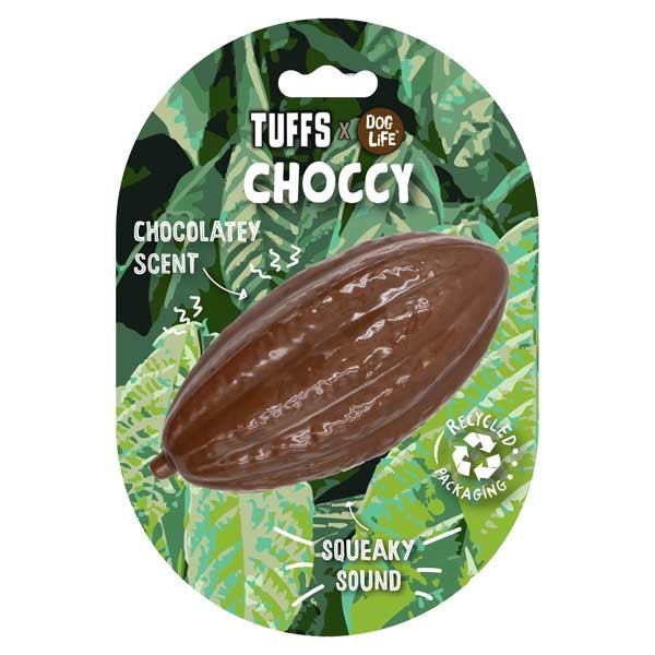 TUFFS X DOG LIFE CHOCCY CHOCOLATE SCENTED SQUEAKING DOG BALL TOUGH FLOATING TOY