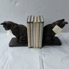 Past Times NOS Sitting Cat Bookends pair with labels Feline Resin Study Office