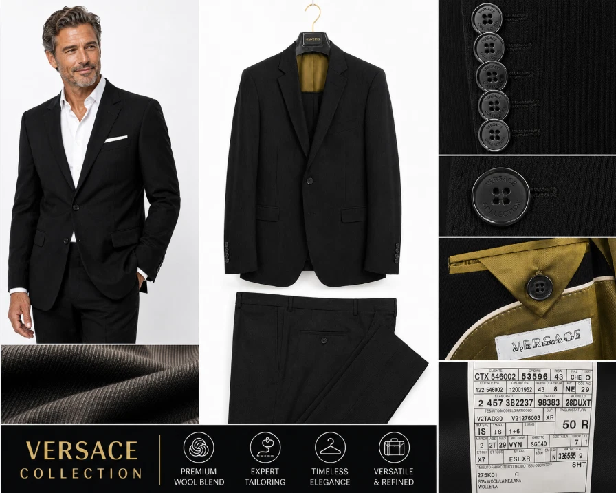 Versace Collection Black Striped Suits & Blazers for Men for sale
