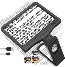 30X 6X Rechargeable Magnifying Glass for Reading, Large Full Page Magnifier