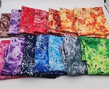 Multicolored Handkerchief Lot Of 14 Paisley Tie Dye Bright Rainbow 21" Square