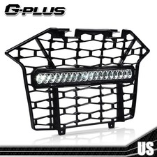 Front Bumper Mesh Grille Grill LED Light Bar Fit For 2020-24 Polaris RZR PRO XP