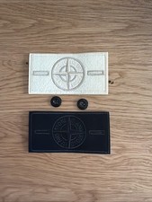 Stone Island Replacement Badge with 2 Button Design Black White