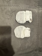 Goumimittens Gray Striped Newborn Baby Mittens