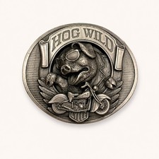 Vintage 1994 Bergamot Womens Belt Buckle Hog Wild Cycle Pig Biker USA Made Biker