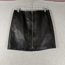 Rag  Bone Heidi Leather Skirt Front Zip In Black Size 29