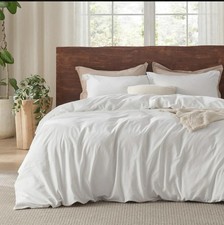 Bedsure 100 Washed Cotton Duvet Cover King Size Natural White 104x90 
