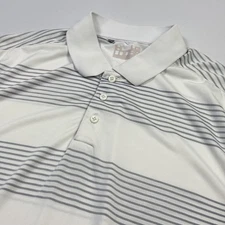 Under Armour Polo Shirt Mens Large White Gray Stripe Golf Windstar Naples Bay