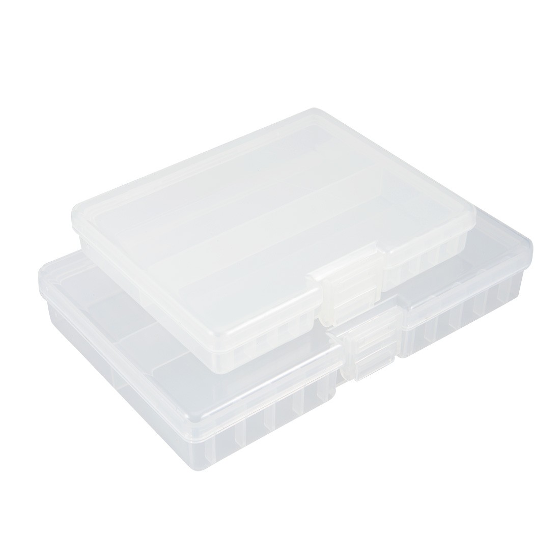 2pcs Hard Plastic Clear Portable AAA Battery Storage Box, AA Batteries Container