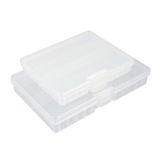 2pcs Hard Plastic Clear Portable AAA Battery Storage Box, AA Batteries Container
