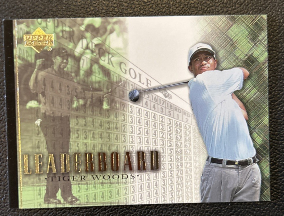 2001 Upper Deck Leaderboard Tiger Woods #90 Rookie Card