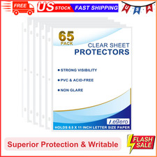 65 Pack Clear Sheet Protectors, 8.5 x 11 inch Page Protectors for 3 Ring Binder