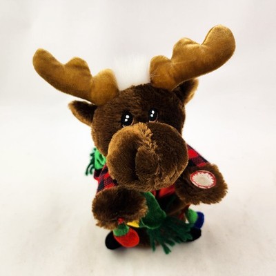 Vintage Dandee Animated Holiday Decked Out Reindeer Christmas Plush Sings