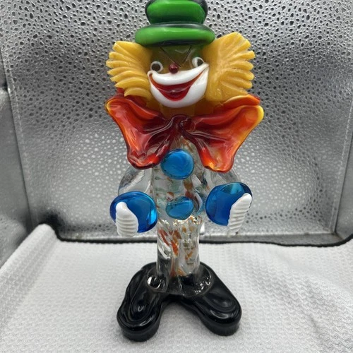 Murano Glass Multicolored Clown 8 Inches EUC Made In Italy EUC