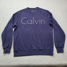 Calvin Klein Sweatshirt Mens Medium Blue Logo Graphic Pullover