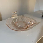 Fostoria June Pink Bonbon Dish Depression Glass Hand Etched