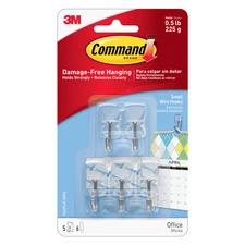 Command Small Clear Wire Hooks [Removable]: 5-pack (Clear)