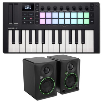 Novation Launchkey Mini MK4 25-Key MIDI Controller w/ Mackie CR3.5 Studio Monito