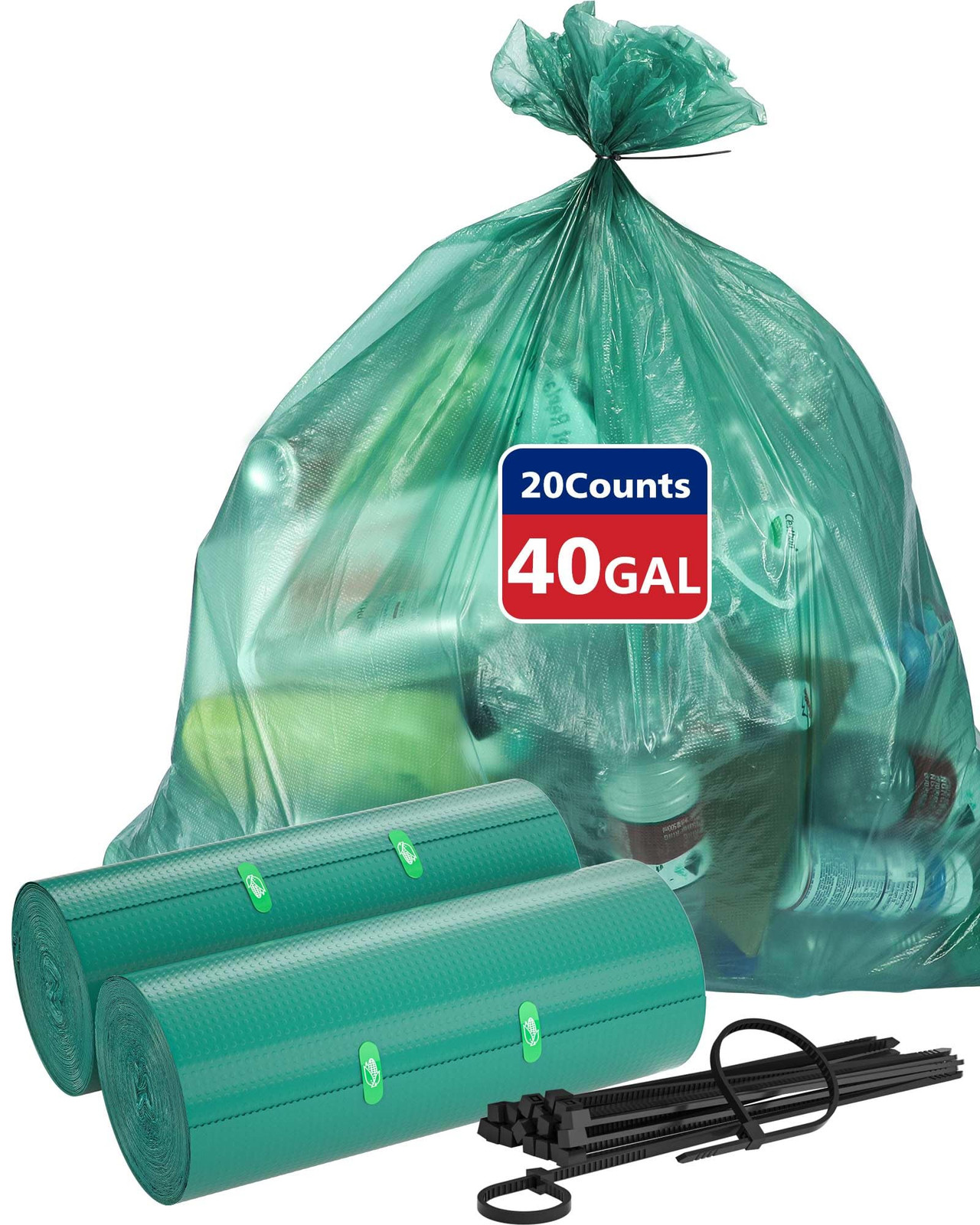 39-42 Gallon Trash Bags, 1 Mil Lawn and leaf bags 39 gallon trash bags, 50% P...