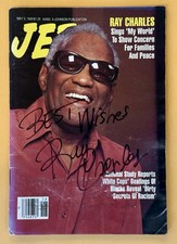 RAY CHARLES HAND SIGNED 1993 JET MAGAZINE BLUES GOSPEL SOUL GEORGIA ON MY MIND