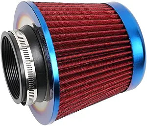 Clamp-On Air Intake Filter, High Performance, Wshable Filter, Repl Color: Red