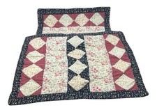 Vtg Quilted 2 Pillow Sham Patchwork blue Pink White 22 x29 Cottage Floral