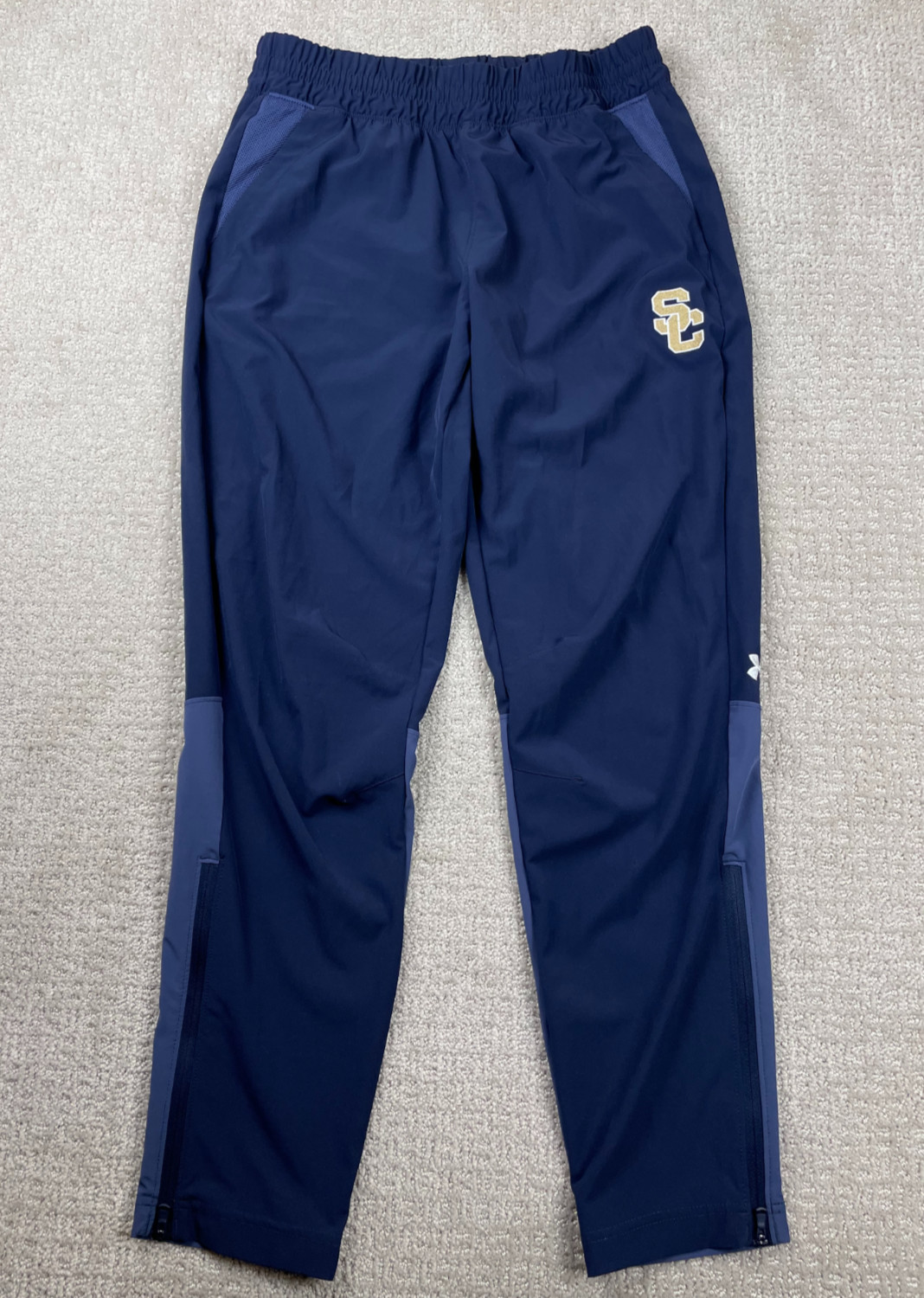 Under Armour Joggers Mens Medium Blue UA Squad Warm Up Pants Woven Stretch Gym
