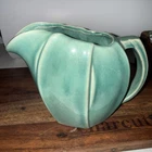 Vintage McCoy Tulip Leaf Turquoise Aqua Green Glaze  Pitcher Jug Pottery