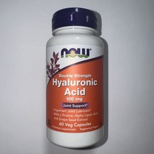 NOW FOODS Double Strength Hyaluronic Acid 100 mg 60 Veg Capsules Joint Support