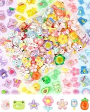 100PCS FIVEIZERO Cute Slime Charms Bulk Set   Kawaii Flatback Resin Charms for